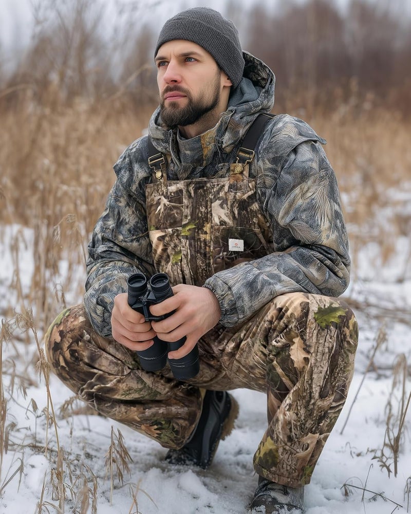 Hisea Insulated Camo Overalls for Men, Winter Water Resistant Hunting Bib Overalls with Pockets for Cold Weather - Image 4